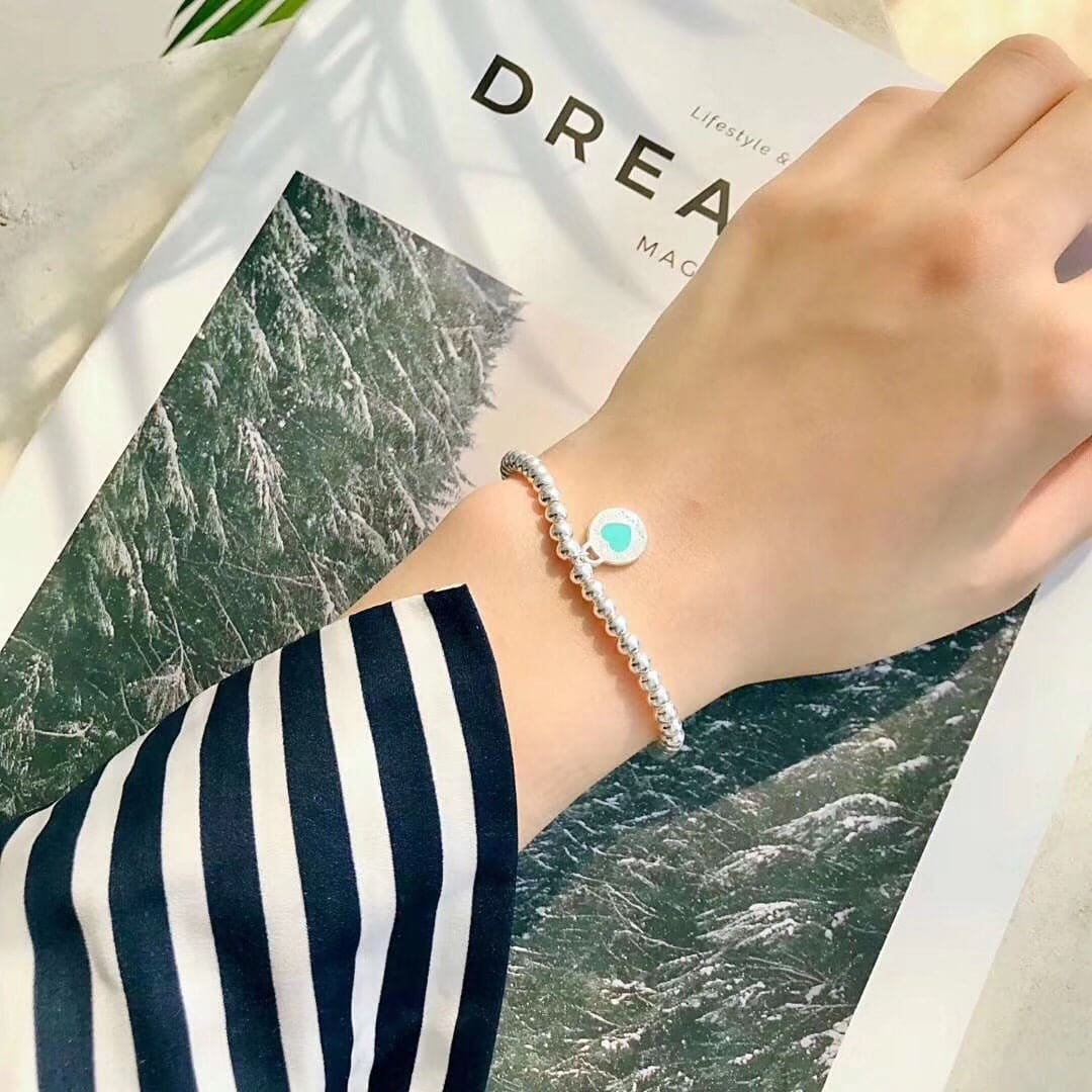 18K Return to Tiffany Love Blue Heart Tag Bead Bracelet