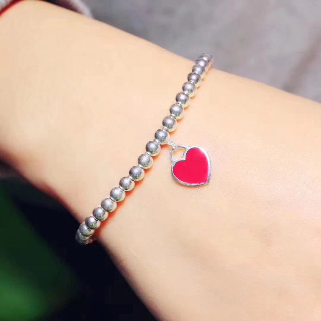 18K Return to Tiffany Red Heart Tag Bead Bracelet