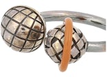 Bottega Veneta Intrecciato Silver Ring Orange
