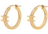 Celine Strass and Brass with Gold Finish Triomphe Sparkle Hoops Gold