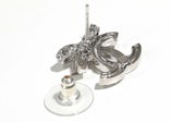 Chanel Bow Tie CC Logo Earrings Silver (ABA922)