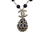 Chanel CC Black Stone Crystal Tear Drop Pendant Necklace Gold
