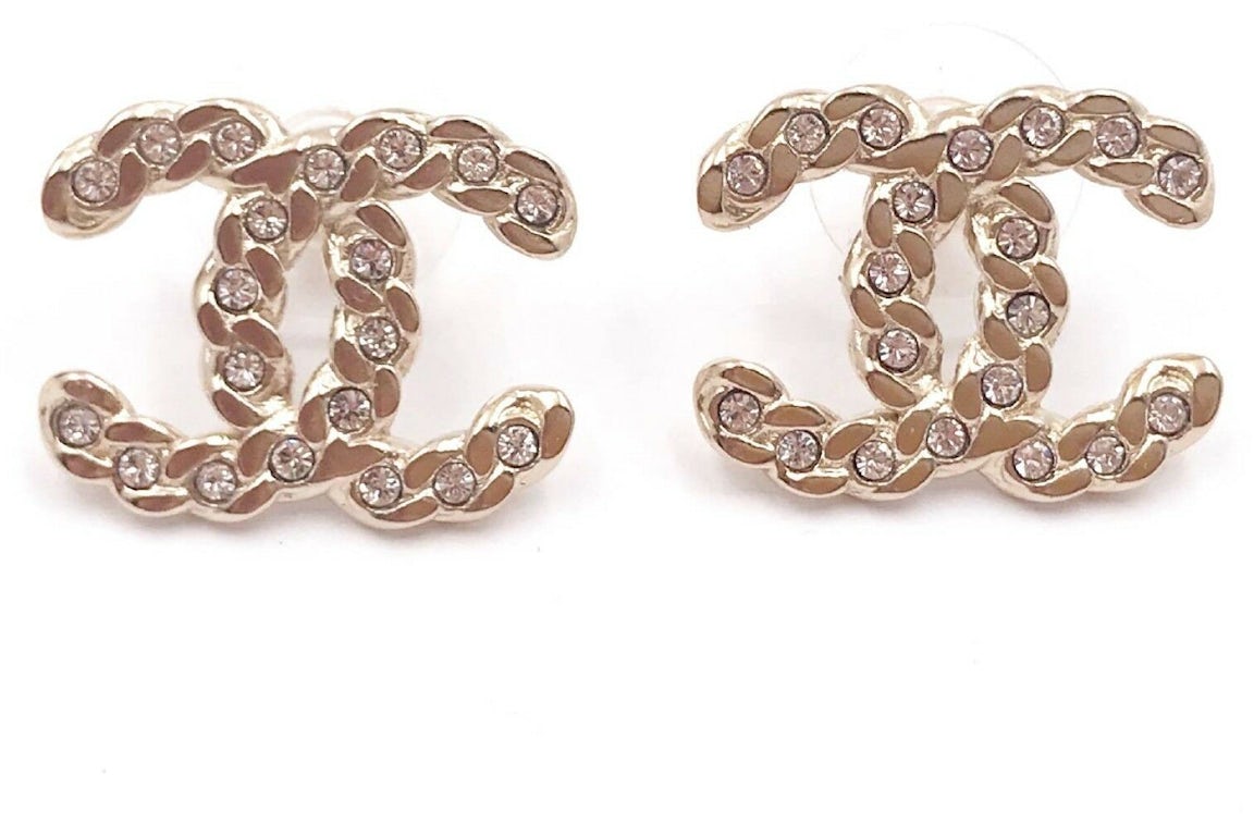 Chanel Classic CC Turnlock Crystal Earrings Gold/Silver