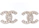 Chanel Crystal Timeless CC Earrings Light Gold