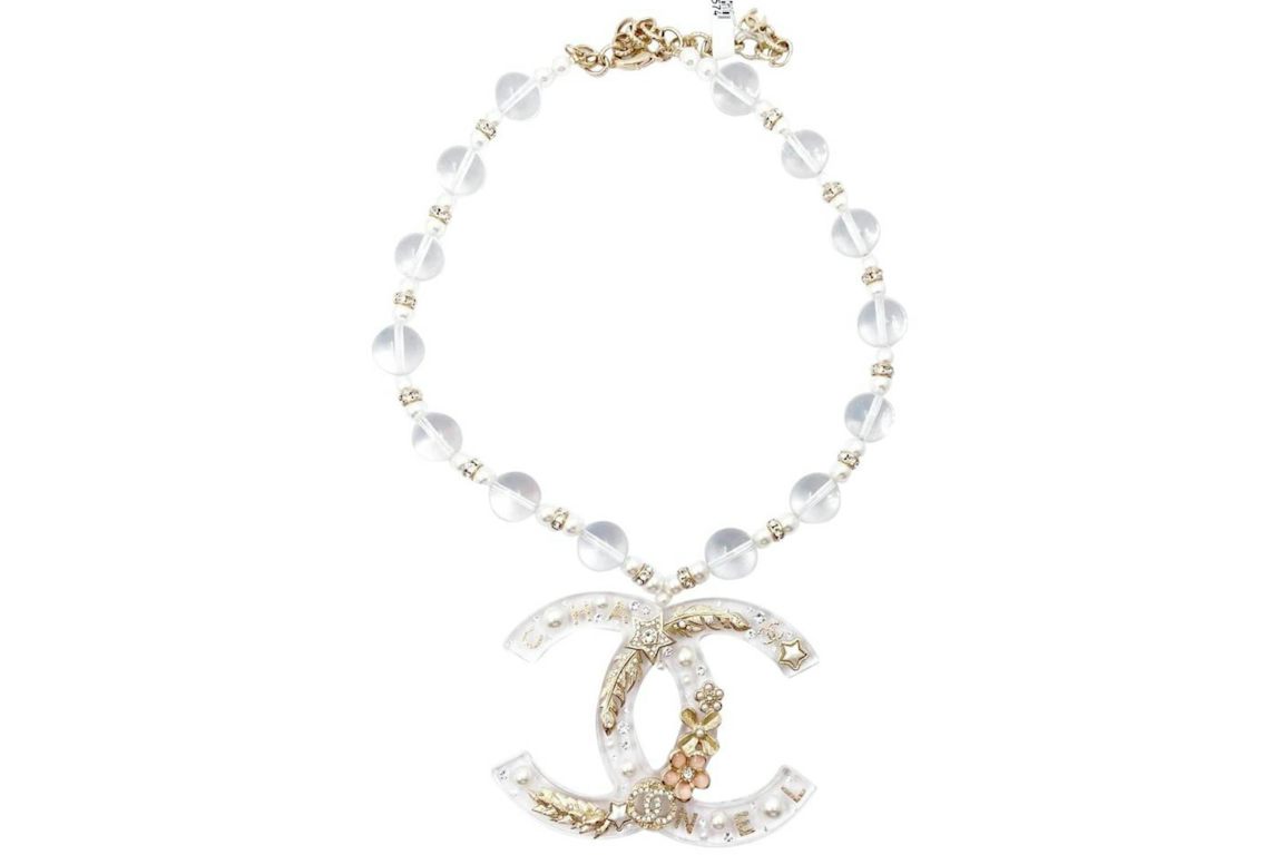 Chanel Flower CC Large Pendant Necklace Clear
