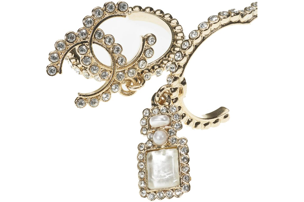Chanel Glass and Strass Metal Earrings Glass Pearls Gold