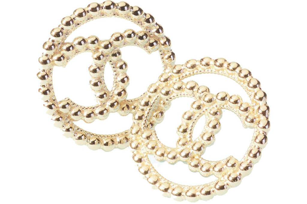 Chanel Gold Metal Logo Earrings Gold