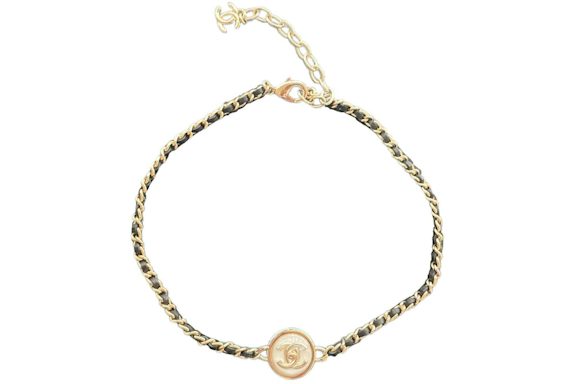 Chanel Round CC Logo Chocker Gold/White (ABA006)
