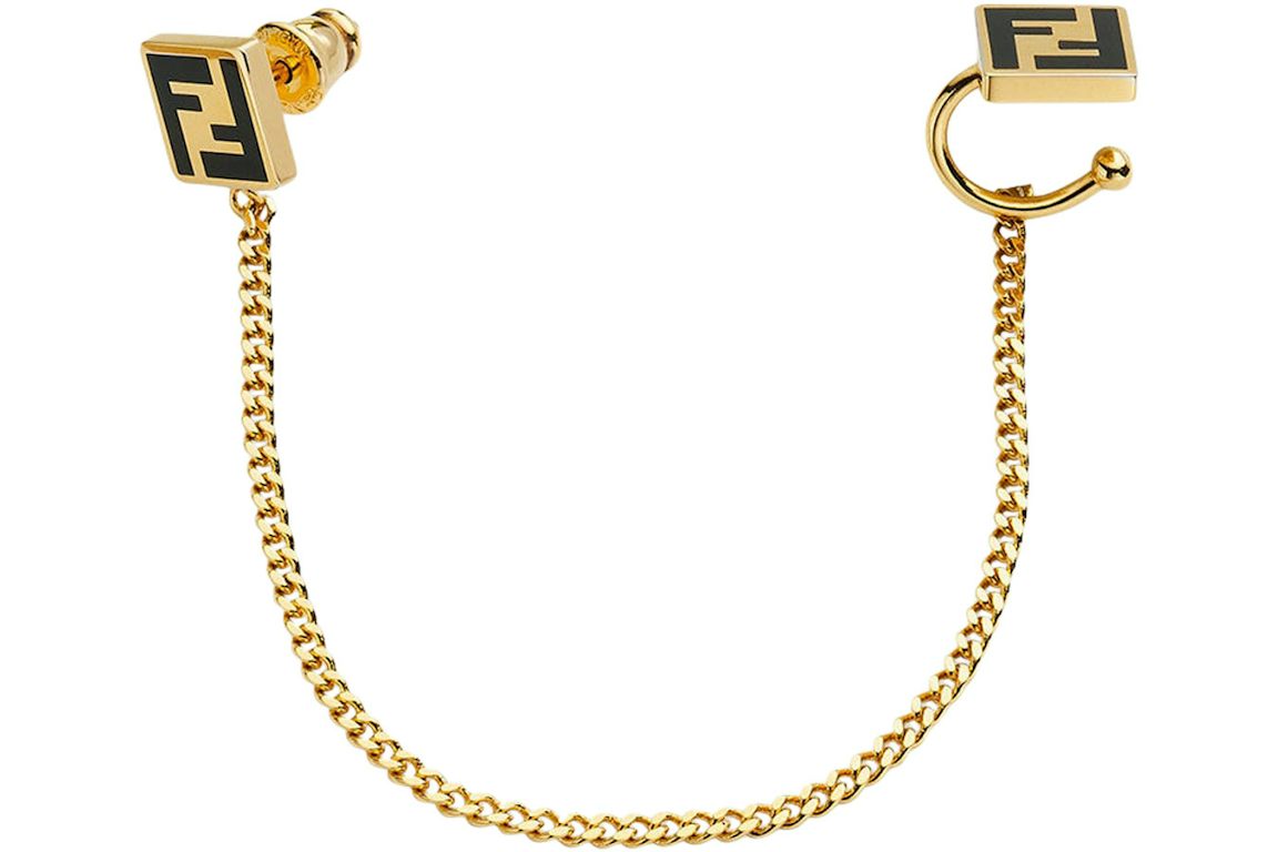 Fendi by Marc Jacobs Forever Fendi Earcuff Gold-Color Earring with Fine Hanging Chain