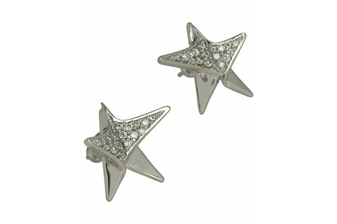 Ferragamo Silver Ferragamo Crystal Embellished Star Earrings Silver