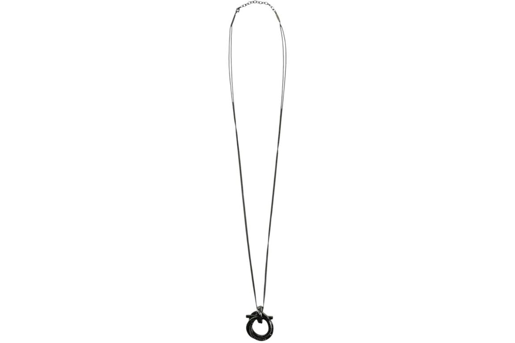 Ferragamo Gancini Crystal-Embellished Pendant Necklace Silver