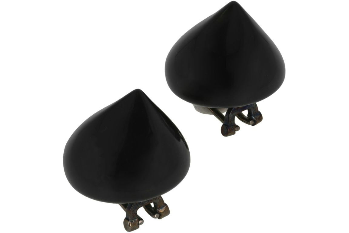 Ferragamo Medium Sculptural Clip on Earrings Black