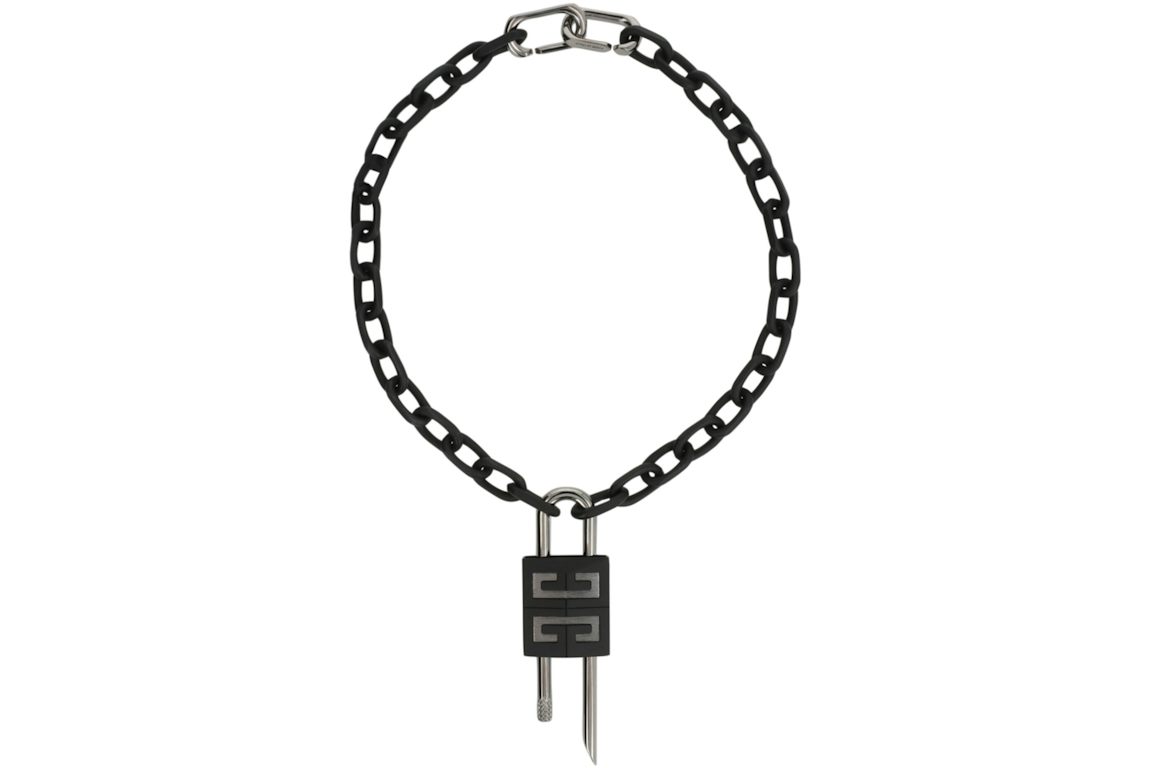 Givenchy Crystal Embellished 4G Padlock Necklace Black