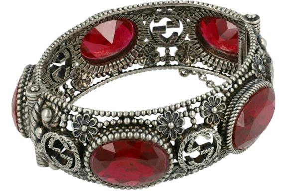 Gucci Crystal Interlocking G Hinge Bracelet Silver