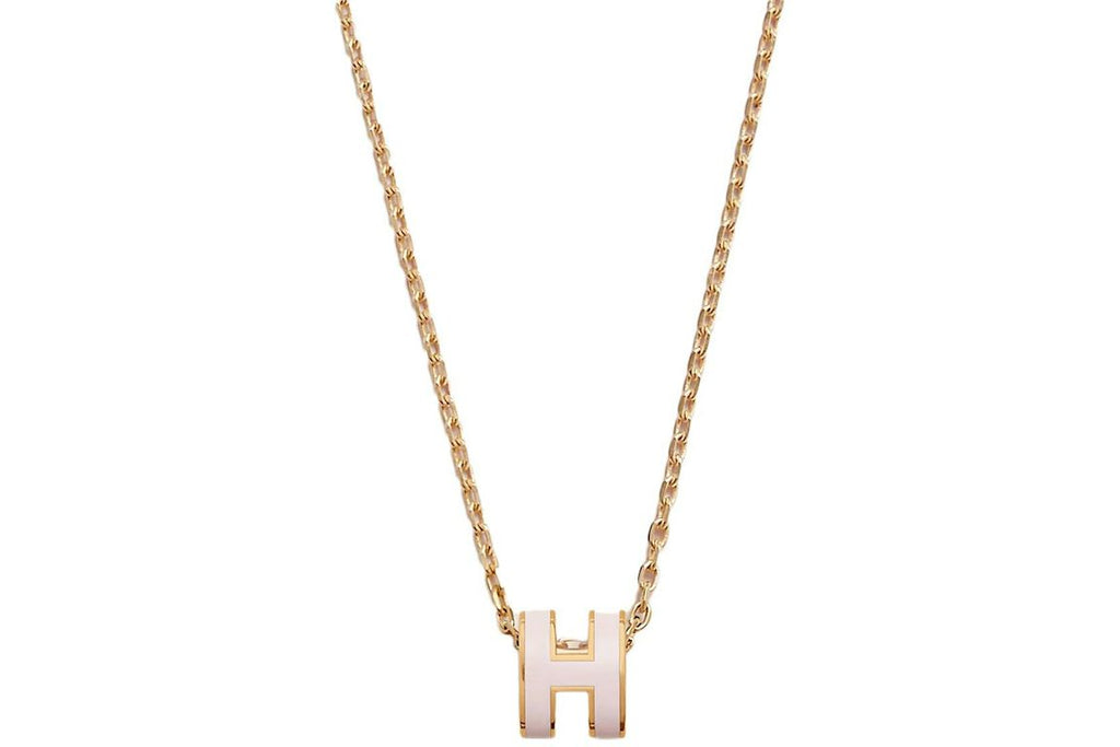 Hermes Mini Pop H Pendant Gold-tone Rose Dragee