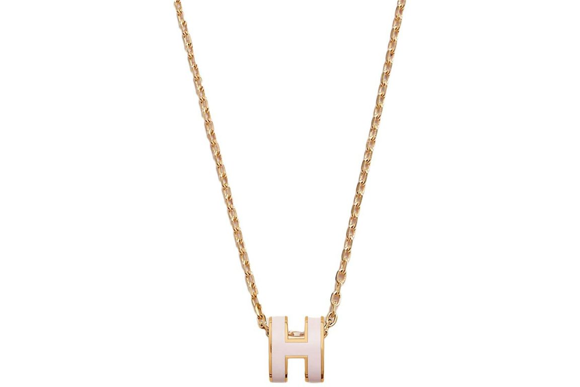 Hermes Mini Pop H Pendant Gold-tone Rose Dragee