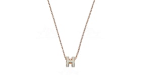 Hermes Mini Pop H Pendant Rose Gold-tone Blanc