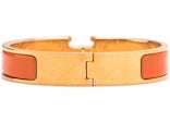 Hermes Bracelet Narrow Clic Clac H Enamel PM Gold-tone Orange