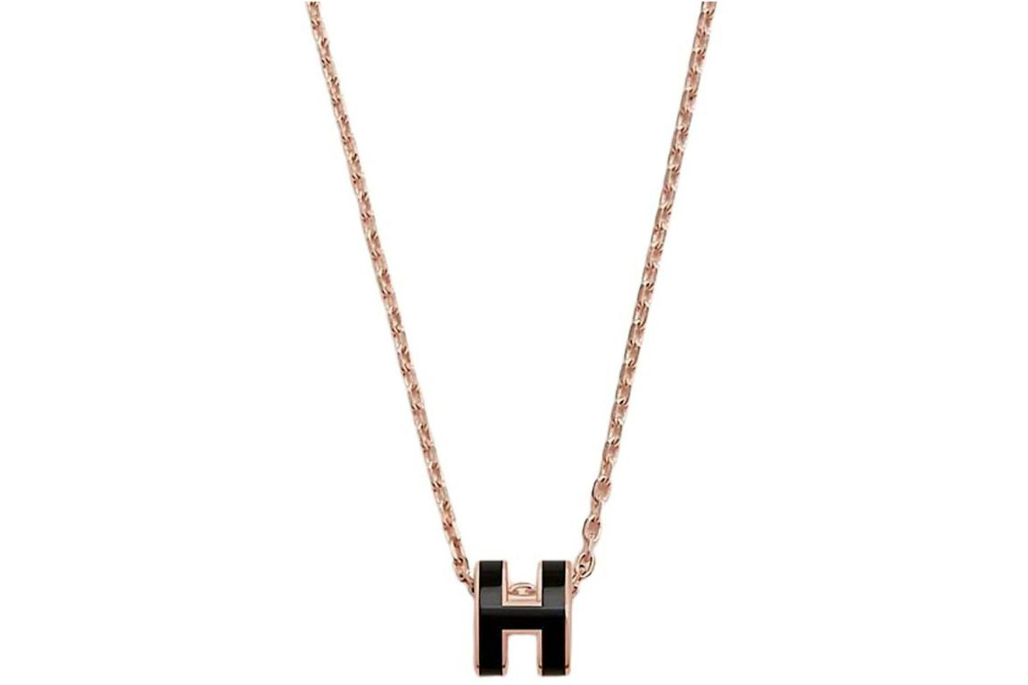 Hermes Pendant Mini Pop H Black/Rose Gold
