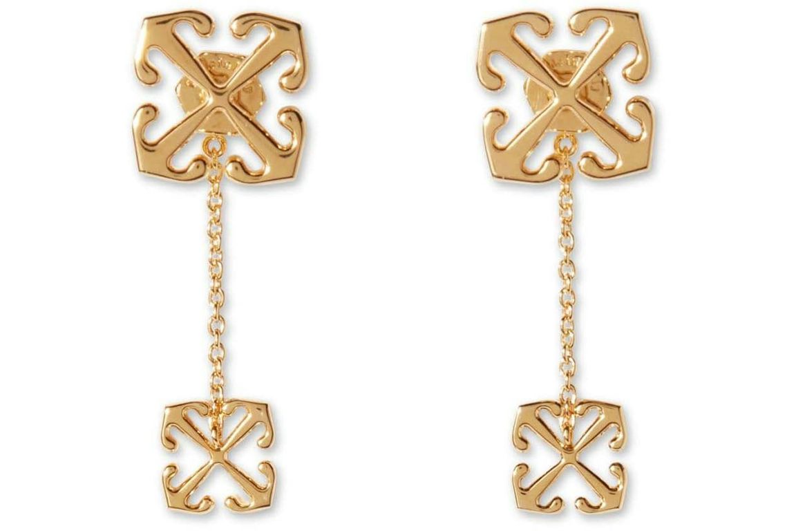 Off-White Arrow-Motif Drop Earrings Gold