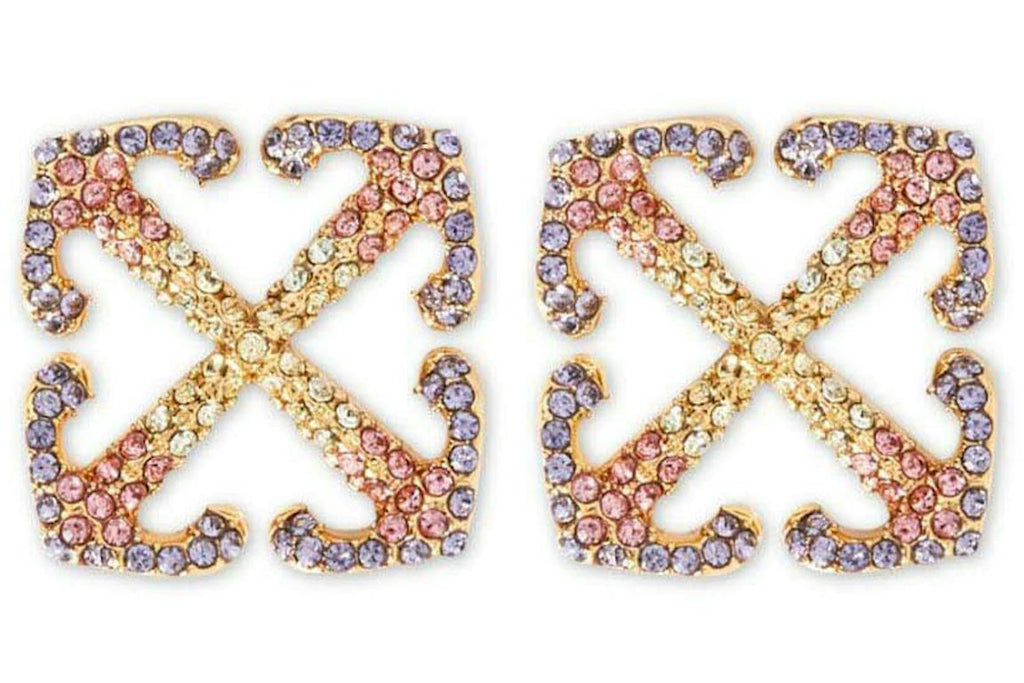 Off-White Arrows-Shape Crystal-Embellished Earrings Gold/Multicolor