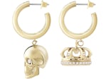 Philipp Plein $kull Crown Crystal Hoop Earrings Gold