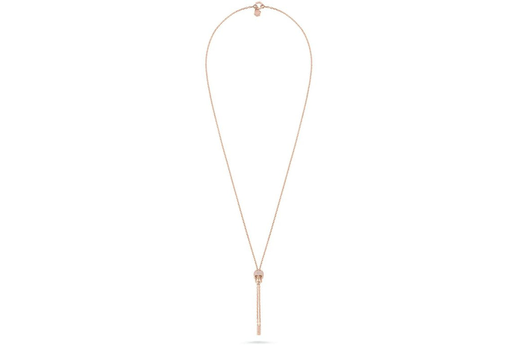 Philipp Plein Sliding $kull Crystal Cable Chain Necklace Rosegold