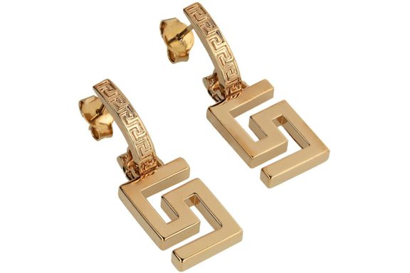 Versace Greca Drop Earrings Gold
