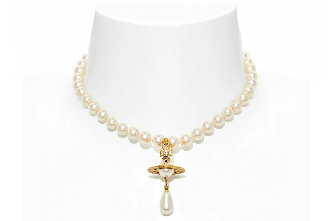 Vivienne Westwood Choker One Row Pearl Drop Gold