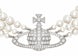 Vivienne Westwood Choker Three Row Pearl Bas Relief Silver